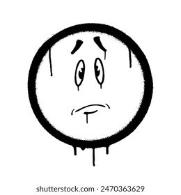Graffiti emoticon. Smiling face painted with smudges of spray paint. Vector illustration