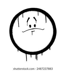 Graffiti-Emoticon. Lächelndes Gesicht mit Flecken von Sprühfarbe bemalt. Vektorillustration