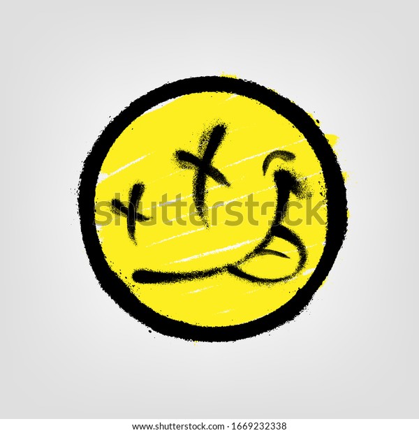 Graffiti Emoticon Smiling Face Painted Spray Stock Vector (Royalty Free ...