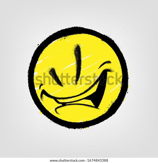 Graffiti Emoticon Smiling Face Painted Spray Stock Vector (Royalty Free ...