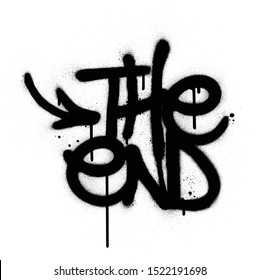 Graffiti The End Text Sprayed In Black Over White