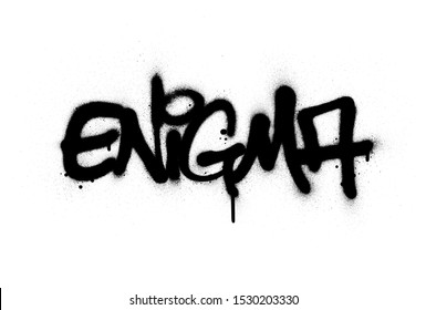 Graffiti Enigma Word Sprayed In Black Over White