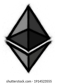 graffiti ethereum icon sprayed over white