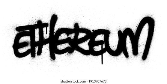 graffiti etéreo palabra pulverizada en negro sobre blanco