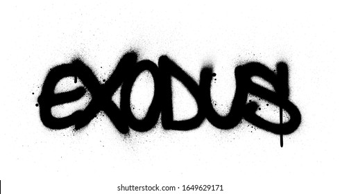 graffiti exodus word sprayed in black over white