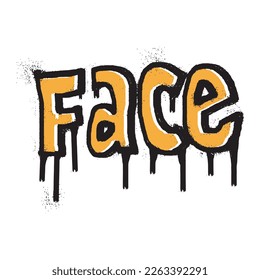 Graffiti face text with aerosol spray paint