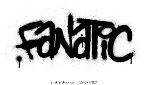 graffiti fanatic word sprayed in black over white