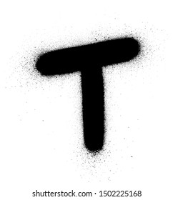 graffiti fat small T font sprayed in black over white