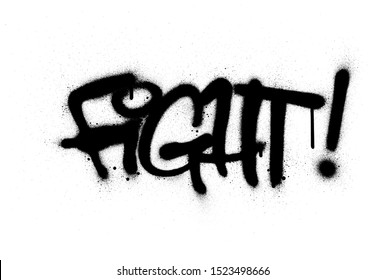 graffiti fight word sprayed in black over white