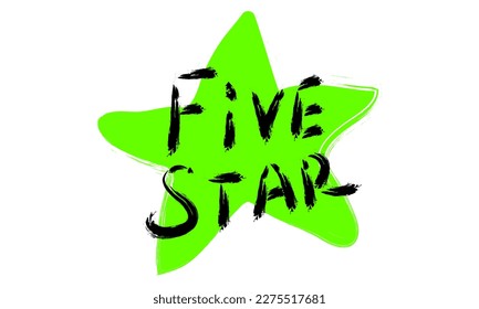 Graffiti Five star word on pink background. Hand drawnHand drawn. Vector