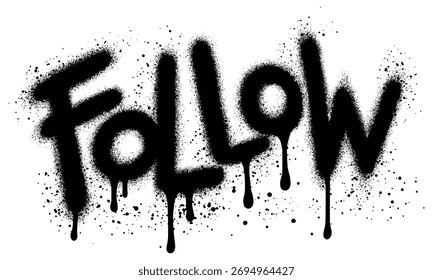 Seguir Texto del graffiti rociado en negro sobre blanco.