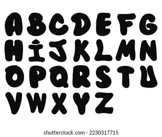 graffiti font, alphabet in bumble style. black color. vector image. objects isolated