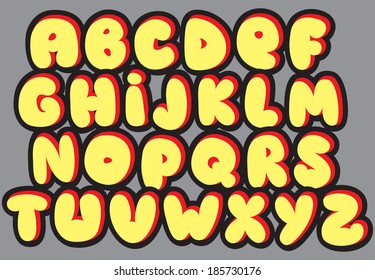 Graffiti Font Alphabet Different Letters. Vector Illustration.