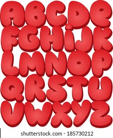 Graffiti font alphabet different letters. Vector illustration.