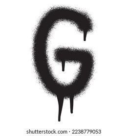 Graffiti font alphabet G with black spray paint. Vector illustration.