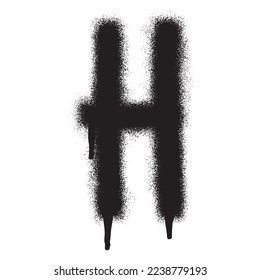 Graffiti font alphabet H with black spray paint. Vector illustration.