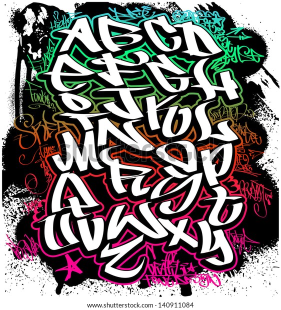 Graffiti Font Alphabet Hip Hop Letters Stock Vector Royalty Free
