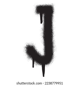 Graffiti font alphabet J with black spray paint. Vector illustration.