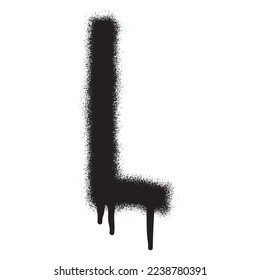 Graffiti font alphabet L with black spray paint. Vector illustration.