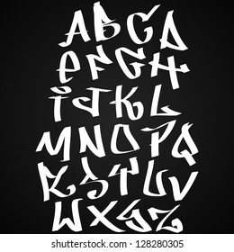 Graffiti Font Alphabet Letters. Hip Hop Type Grafitti Design