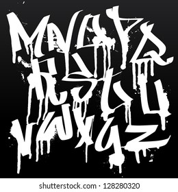 Graffiti Font Alphabet Letters. Hip Hop Type Grafitti Design