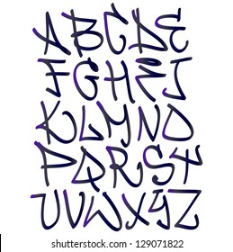 Graffiti Font Alphabet Letters. Hip Hop Type Grafitti Design