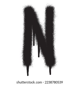 Graffiti font alphabet N with black spray paint. Vector illustration.