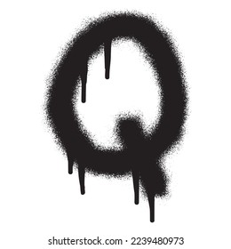 Graffiti font alphabet Q with black spray paint. Vector illustration.