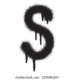 Graffiti font alphabet S with black spray paint. Vector illustration.