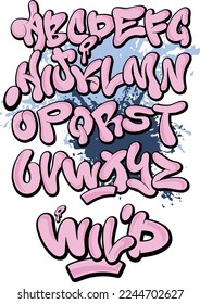 graffiti font, graffiti alphabet set vector