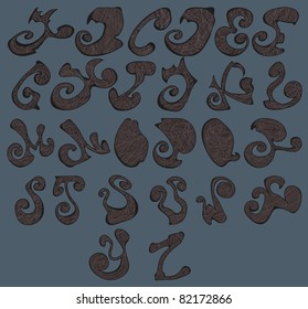 graffiti font alphabet, urban art of abc