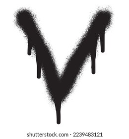 Graffiti font alphabet V with black spray paint. Vector illustration.
