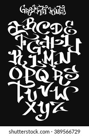 Graffiti font alphabet. Vector illustration.