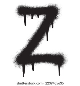 Graffiti font alphabet Z with black spray paint. Vector illustration.