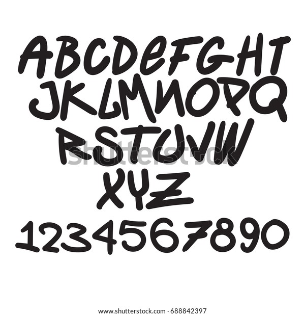 Graffiti Schriftart Alphabet Ziffern Stock Vektorgrafik Lizenzfrei 688842397