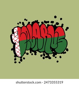 Graffiti Font Of Belarus Using Colors Flag Inspiration With Buble Background