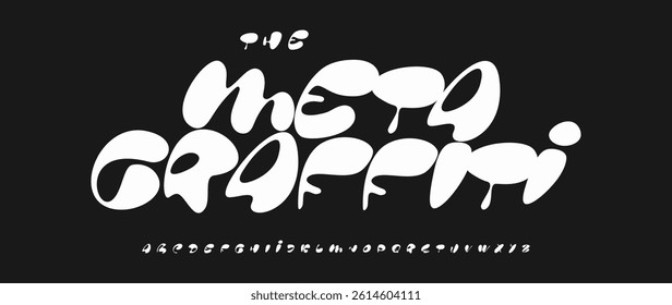 Graffiti Font, Bold Urban Street Drip Style Alphabet, Creative Unique Modern Typeface for Powerful Youth Culture Poster Headline, Logo, Music Design, Printable Art Experimental Look. Vector Typeset