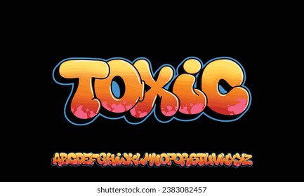 Graffiti font. Capital letters, numbers and glyps alphabet.
