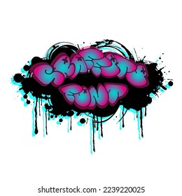 Graffiti font lettering vandal grunge style. Color bright vector illustration. Trendy inscription. Isolated on white background.