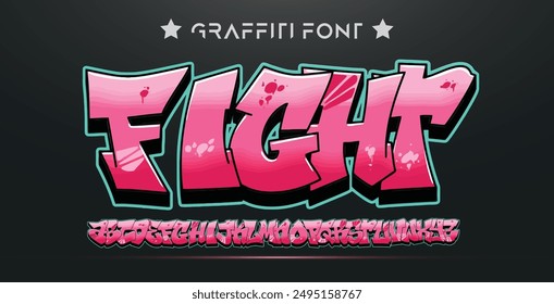 Graffiti Font, modern illustration. Spray paint alphabet. modern typography illustration, splashes of paint on the background. Eps10 vector.