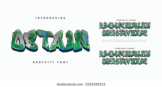 Graffiti Schriftart Vektor Spray urbanen Alphabet, Wand handgezeichnete Straßenbuchstaben, Hip-Hop modernen Stil. Grunge Tropfdruck, Pfeilblob Textur Schrift spritzen kreative Poster Handschrift. Schriftart Graffiti