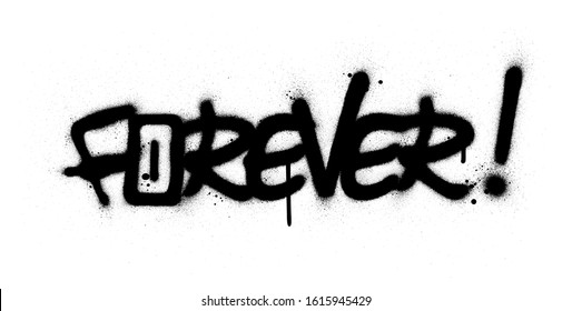 graffiti forever word sprayed in black over white