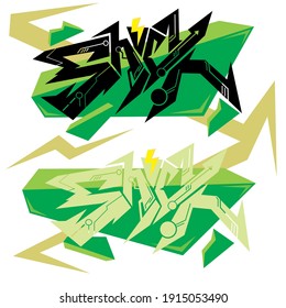la forma de graffiti de la palabra shock