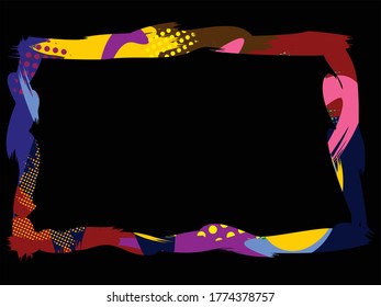 Graffiti frame on a black background with a place for text in the center