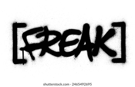 Graffiti freak word sprayed in black over white