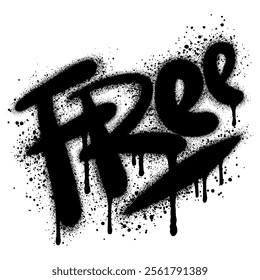 graffiti Free text sprayed in black over white.