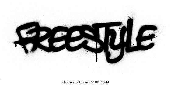 graffiti freestyle word sprayed in black over white