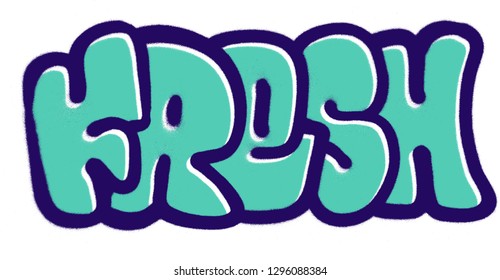 graffiti fresh bubble fonts sprayed in purple blue
