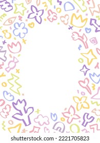 Graffiti fun background by felt pen. Inked scribble, vector illustration. Hand drawn groovy elements by marker. Highlighter doodles card template.