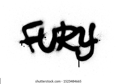 Graffiti Fury Word Sprayed In Black Over White